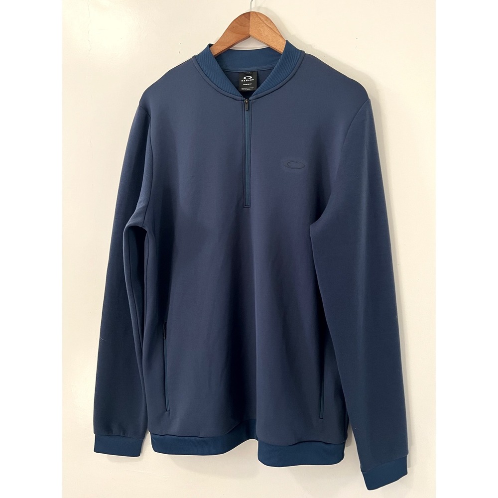 Oakley Mens Pullover Quarter Zip Sweater Size M Navy Blue Tech Fleece Pullover